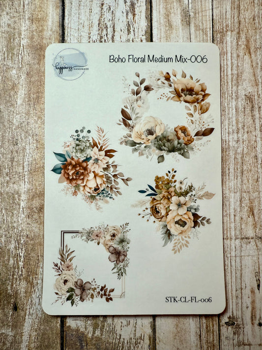 Boho Floral Medium Mix-006-Sticker Sheet