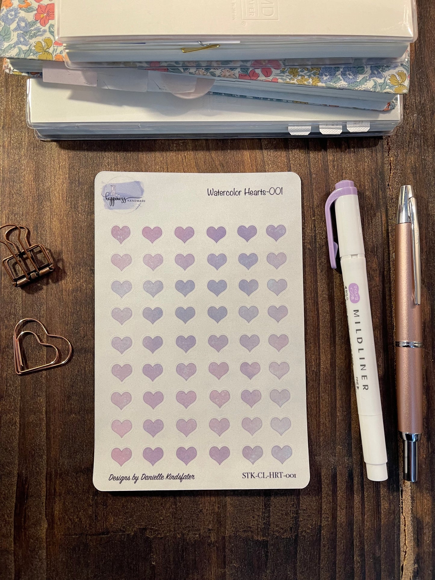 Watercolor Hearts-001-Sticker Sheet