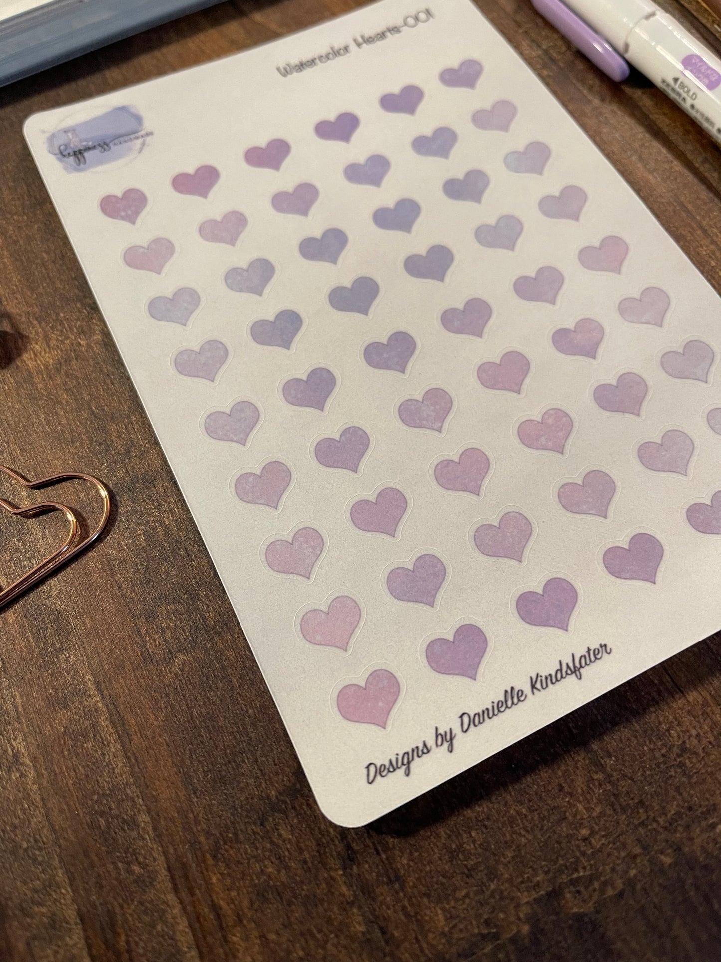 Watercolor Hearts-001-Sticker Sheet