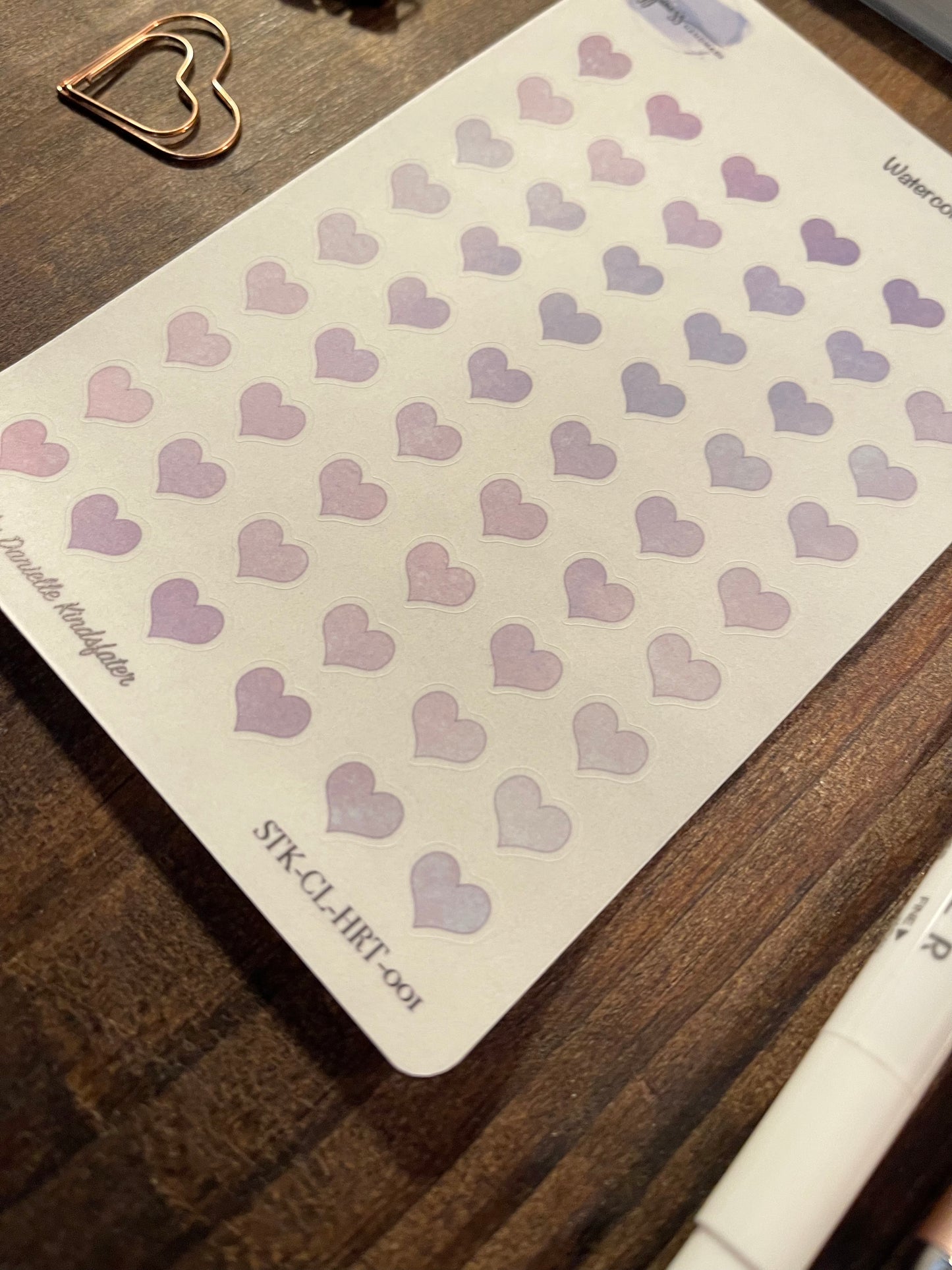 Watercolor Hearts-001-Sticker Sheet