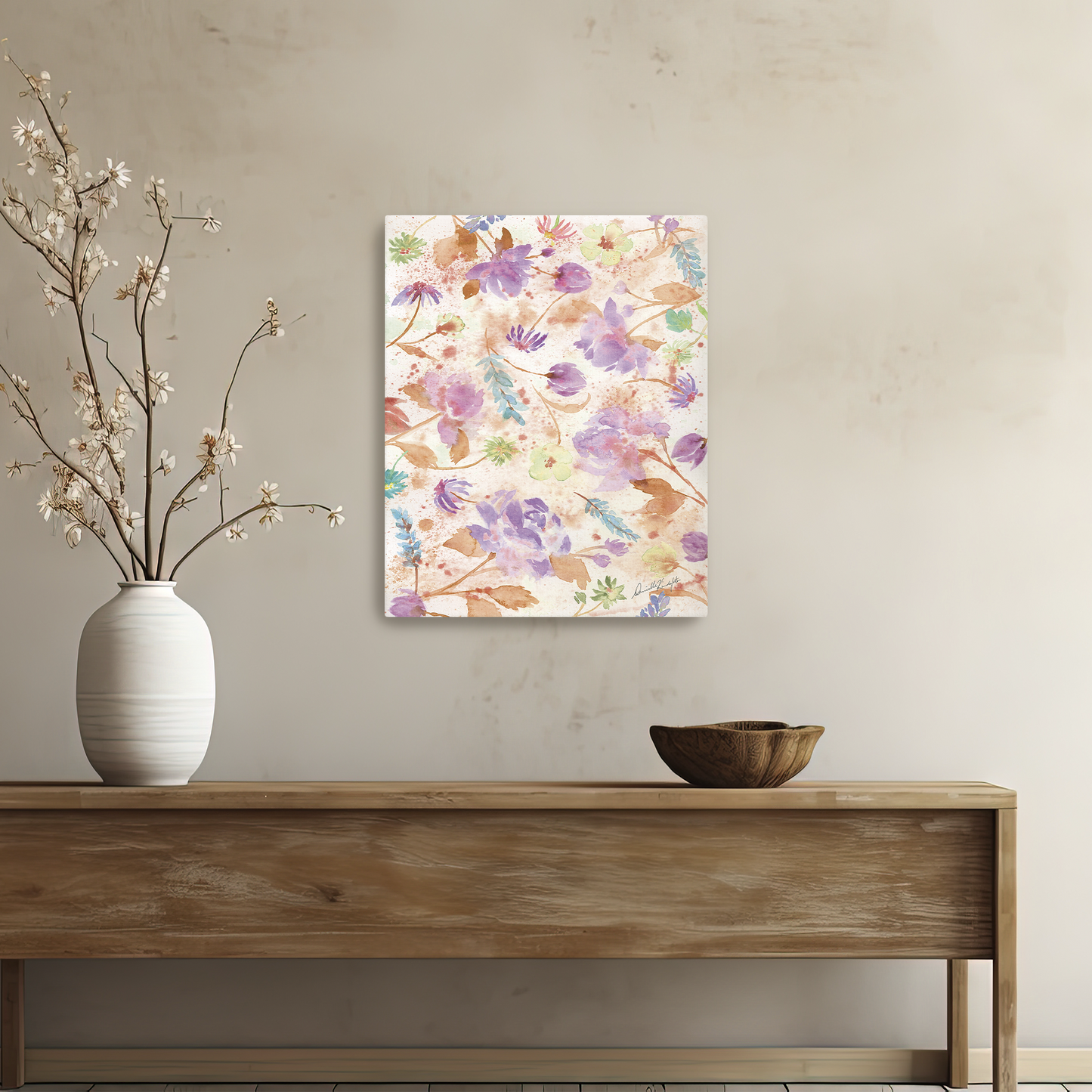 Purpley Roses and Wildflowers-Canvas