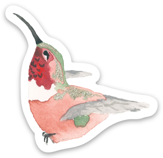 Vinyl-Ruby Throated Hummingbird Sticker