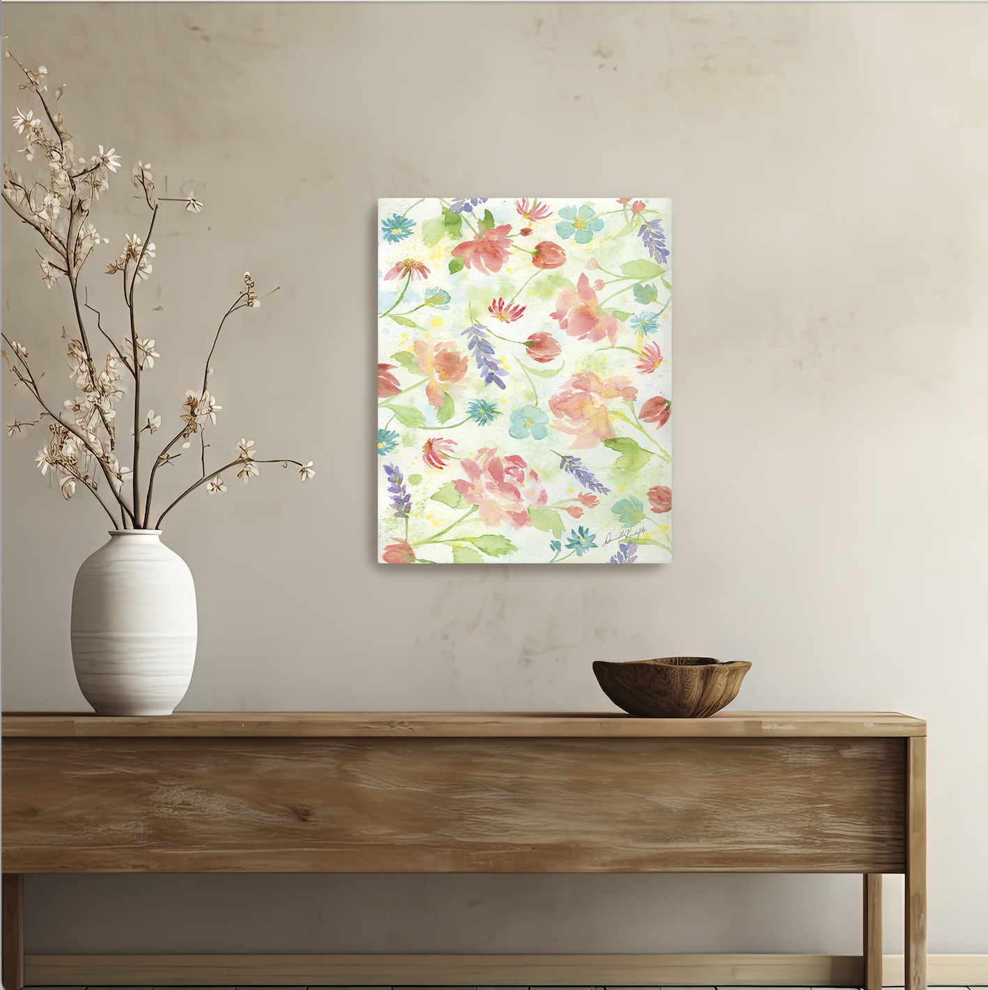 Roses and Wildflowers-Canvas