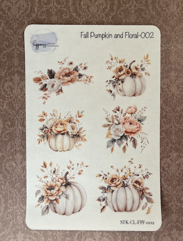 Fall Pumpkin and Floral-002-Sticker Sheet